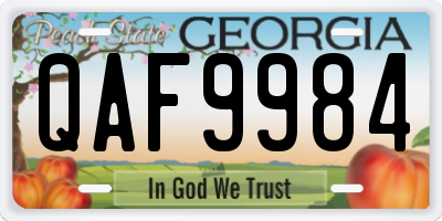 GA license plate QAF9984