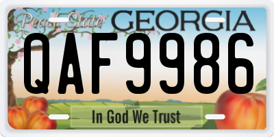 GA license plate QAF9986