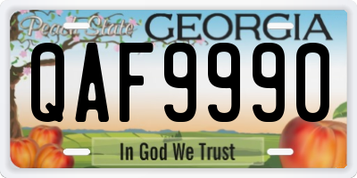 GA license plate QAF9990