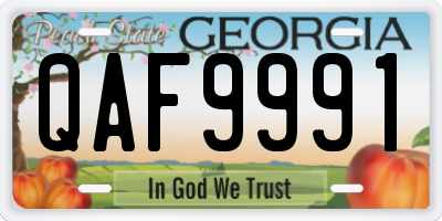 GA license plate QAF9991