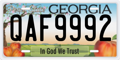 GA license plate QAF9992