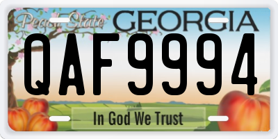GA license plate QAF9994