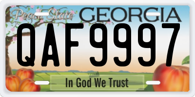 GA license plate QAF9997