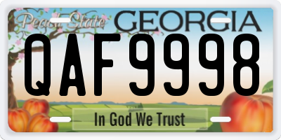 GA license plate QAF9998