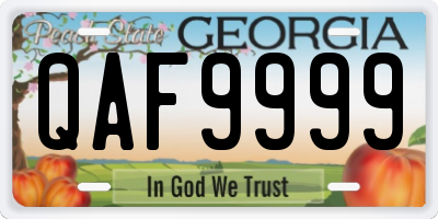 GA license plate QAF9999