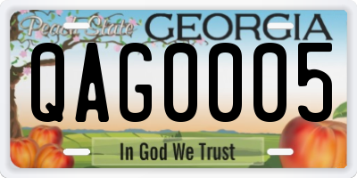 GA license plate QAG0005