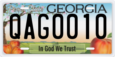 GA license plate QAG0010