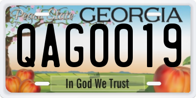 GA license plate QAG0019