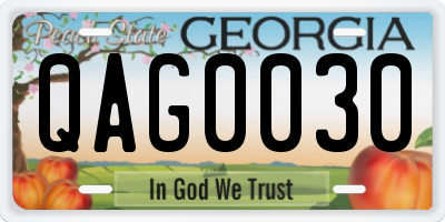 GA license plate QAG0030