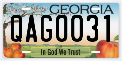 GA license plate QAG0031