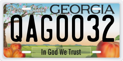 GA license plate QAG0032