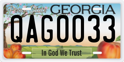 GA license plate QAG0033