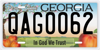 GA license plate QAG0062