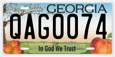 GA license plate QAG0074
