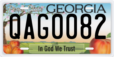 GA license plate QAG0082
