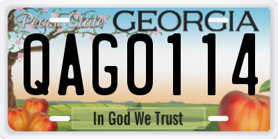 GA license plate QAG0114