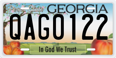 GA license plate QAG0122