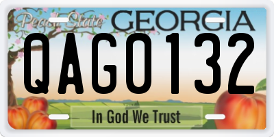 GA license plate QAG0132