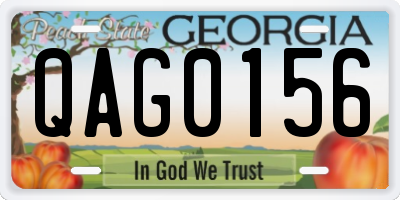GA license plate QAG0156