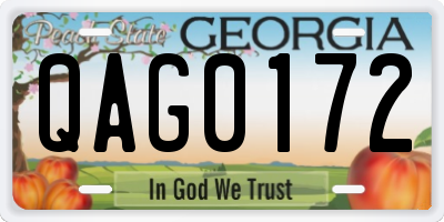 GA license plate QAG0172
