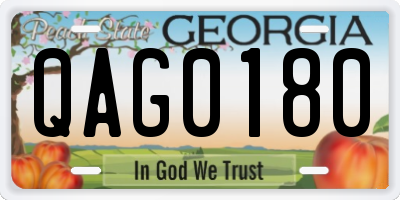 GA license plate QAG0180