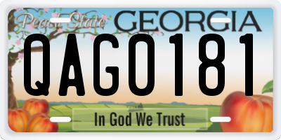 GA license plate QAG0181
