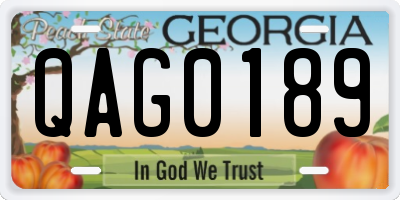 GA license plate QAG0189