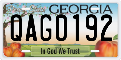 GA license plate QAG0192