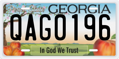GA license plate QAG0196