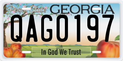 GA license plate QAG0197