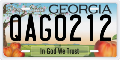 GA license plate QAG0212