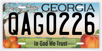GA license plate QAG0226