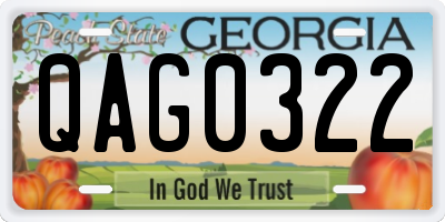GA license plate QAG0322