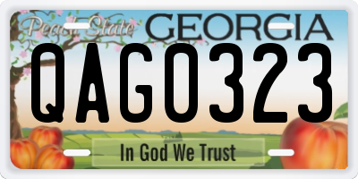 GA license plate QAG0323