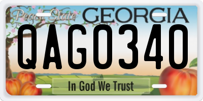 GA license plate QAG0340