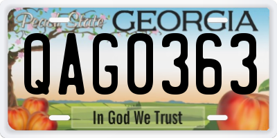 GA license plate QAG0363