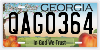 GA license plate QAG0364