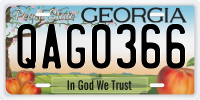 GA license plate QAG0366