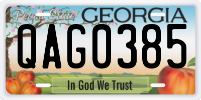 GA license plate QAG0385