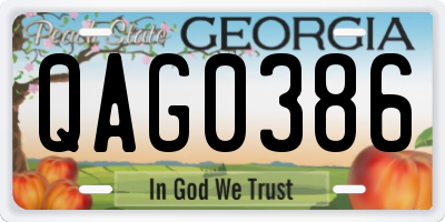 GA license plate QAG0386