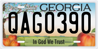 GA license plate QAG0390
