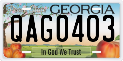 GA license plate QAG0403