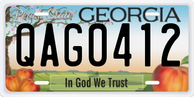 GA license plate QAG0412