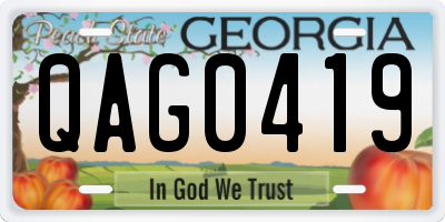 GA license plate QAG0419