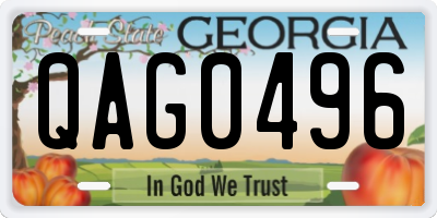 GA license plate QAG0496