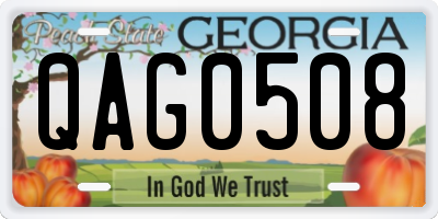 GA license plate QAG0508