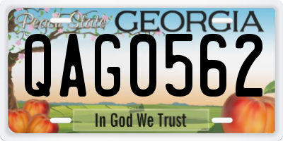 GA license plate QAG0562
