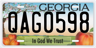 GA license plate QAG0598