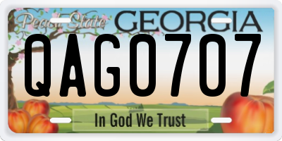 GA license plate QAG0707