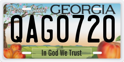 GA license plate QAG0720